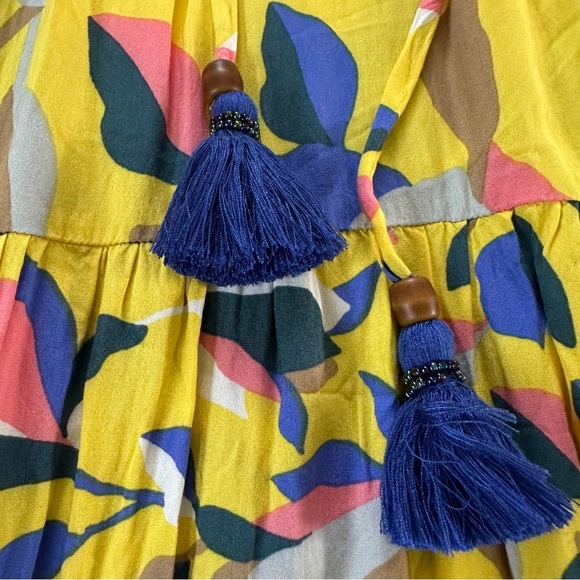 MAAJI Strapless Long Smocked Tiered Maxi Dress Floral Hamilton Bay Print Size M - Picture 10 of 16